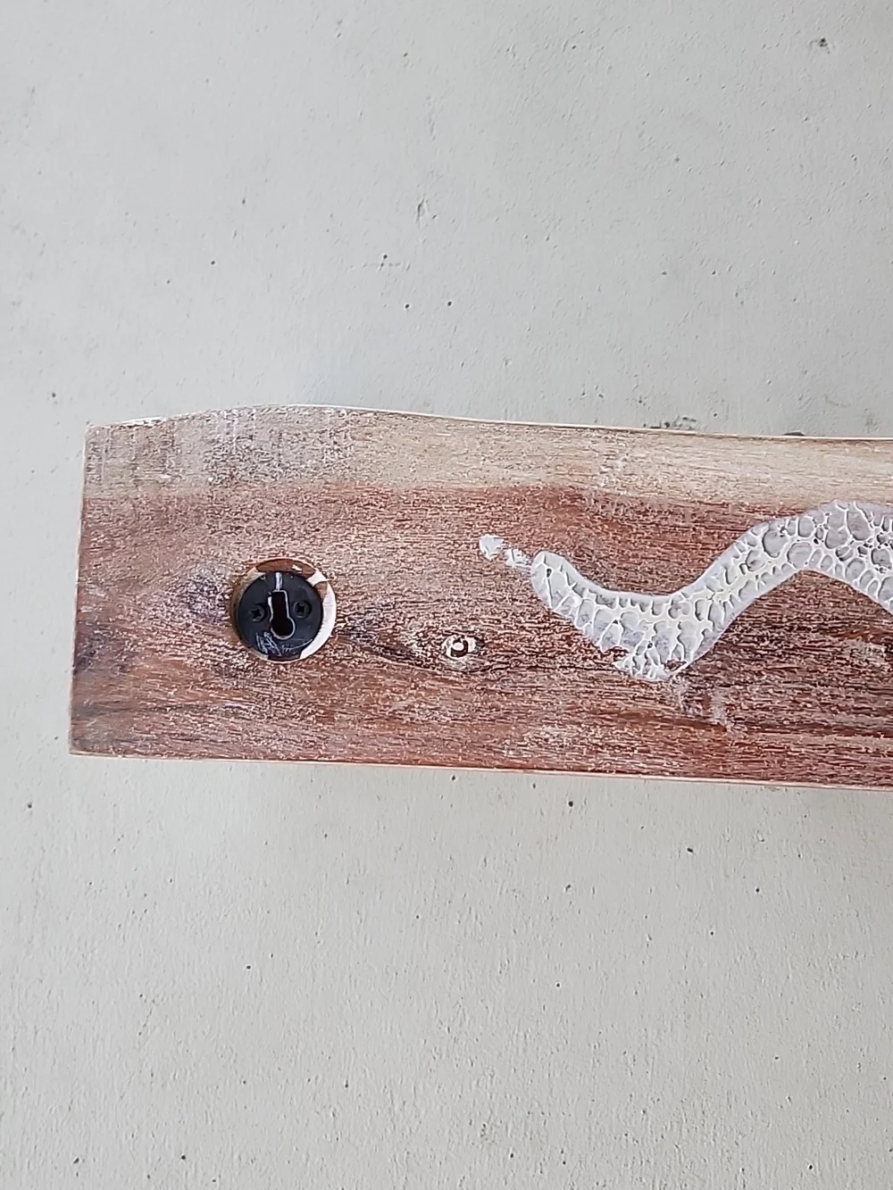 Wooden Wall Coat Rack with Silver Hooks - Neutral Brown